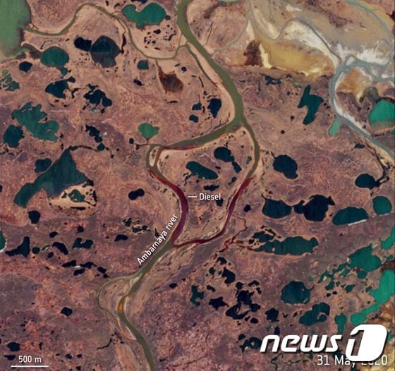 러시아 북부 크라스노야르스크주 노릴스크시(市) 카이예르칸 지역 기름 유출 사진 © AFP=뉴스1
