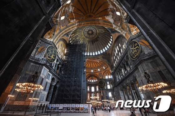 터키 이스탄불 소재 세계문화유산 성소피아 성당 내부 © AFP=뉴스1