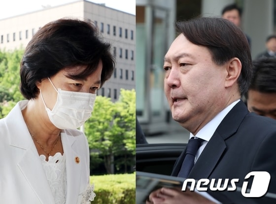 추미애 법무부장관(왼쪽)과 윤석열 검찰총장. © 뉴스1