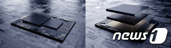 사진 왼쪽은 기존 시스템반도체의 평면 설계. 오른쪽은 삼성전자의 3차원 적층 기술 'X-Cube'를 적용한 시스템반도체의 설계. (삼성전자 제공) 2020.8.13/뉴스1