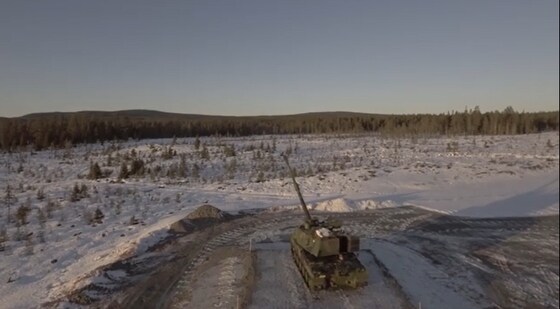 노르웨이 육군이 K9 자주포 성능을 시험하는 모습 © News1