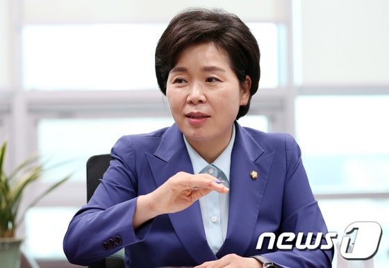 양향자 더불어민주당 의원이 21일 뉴스1과 인터뷰를 하고 있다. 2020.8.21/뉴스1 © News1 박세연 기자