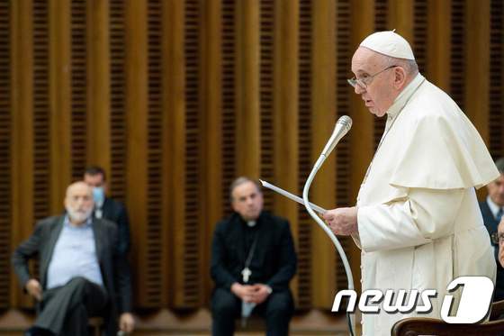연설 중인 프란치스코 교황 © AFP=뉴스1 자료사진