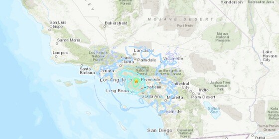 미국 로스앤젤레스 동쪽에서 발생한 지진-CBS LA 웹사이트 갈무리