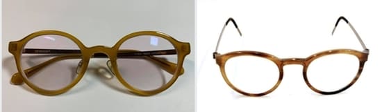 조국 전 법무부 장관은 7일,  '정경심 교수가 200만원대 초고가 안경인 린드버그 혼(오른쪽) 안경을 착용했다'는 가짜뉴스를 뿌린 기자를 형사고소하면서 정 교수가 착용한 안경은 외제가 아니라 국산 베네르디 1409 안경(왼쪽)이라고 강조했다. (페이스북 갈무리) © News1