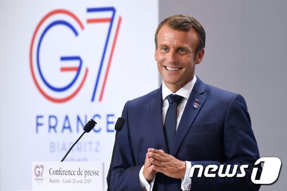 지난 2019년 프랑스 비아리츠에서 열린 주요 7개국(G7) 정상회의에서의 에마뉘엘 마크롱 프랑스 대통령. © AFP=뉴스1