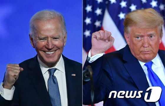 조 바이든(왼) 대통령과 도널드 트럼프 전 대통령의 대리전 양상을 띠던 버지니아 선거에서 바이든 대통령이 패했다. 영국 BBC는 