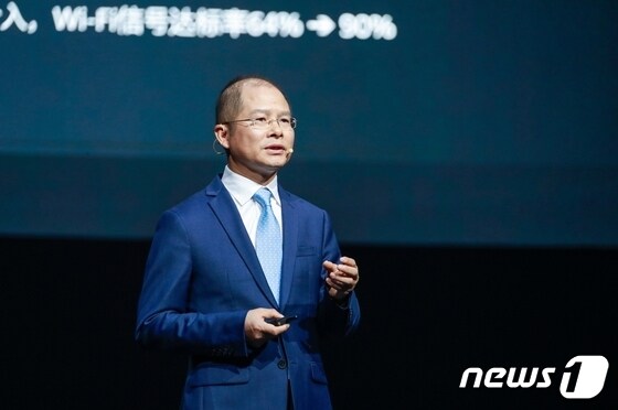 에릭 쉬 화웨이 순환 회장이 '화웨이 커넥트 2021'에서 기조 연설을 하고 있다. © 뉴스1