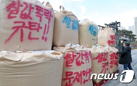 '산지 쌀 가격 1만원 하락, 시장 격리 촉구'