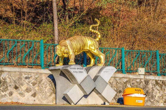 인왕산 아래, 황학정에서 올라오는 길에 세워진 호랑이 동상. 서울관광재단 제공
