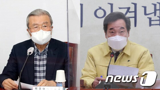 김종인 국민의힘 비상대책위원장(왼쪽)가 이낙연 더불어민주당 대표. © 뉴스1