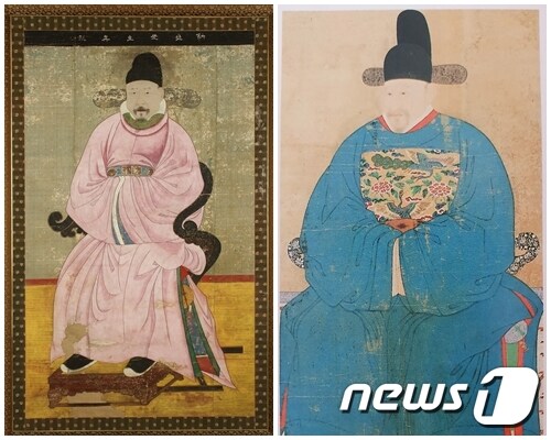 눌재 박상 초상화(왼쪽)와 사암 박순 초상화(익산시 제공)2021.2.3/뉴스1