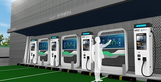 기아-GS칼텍스 협업으로 설치된 전기차 초급속 충전기 모습(예상도) © 뉴스1
