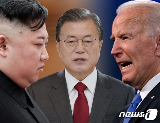 김정은 노동당 총비서, 문재인 대통령, 조 바이든 미국 대통령. (왼쪽부터)© News1 김일환 디자이너