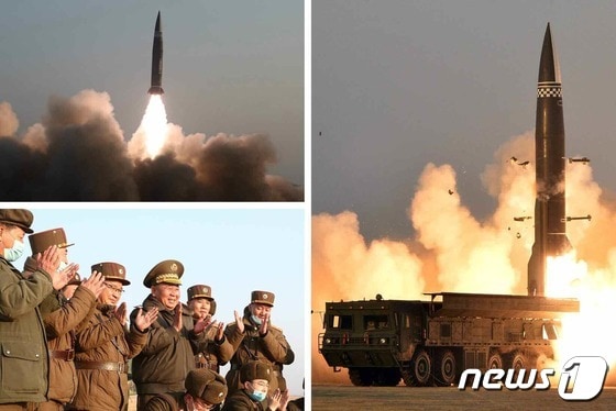 (평양 노동신문=뉴스1) = 북한은 지난 3월25일 발사한 단거리 탄도 미사일 추정 발사체에 대해 같은 달 26일 '신형전술유도탄'이라고 밝혔다. 노동당 기관지 노동신문은 이날 2면에 발사체의 사진을 공개했다. 신문은 이 발사체가 
