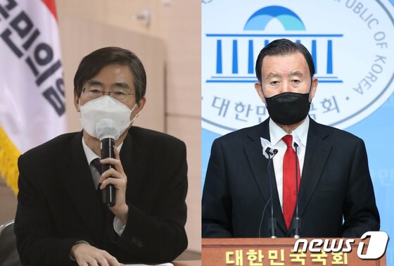 차기 당 대표 선거에 출마하는 국민의힘 조경태(왼쪽), 홍문표(오른쪽) 의원 © 뉴스1