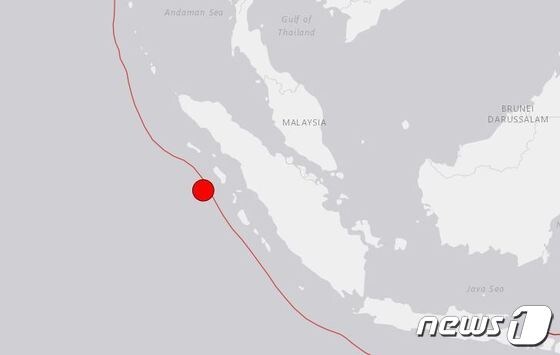 인도네시아 북수마트라주 서쪽 해상에서 규모 6.6 지진이 발생했다. <출처=미 지질조사국> © 뉴스1