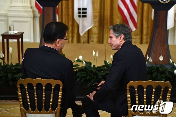 정의용 외교부 장관(왼쪽)과 토니 블링컨 미국 국무장관. © AFP=뉴스1