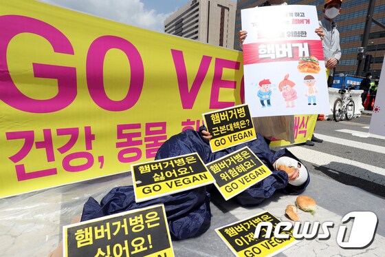 한국채식연합 '햄버거병의 위험성을 알립니다'