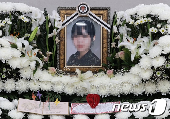 경기도 성남 소재 국군수도병원 장례식장에 마련돼 있는 고(故) 이모 공군 중사 분향소. 2021.6.11/뉴스1 © News1 박세연 기자