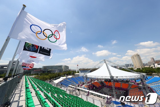 도쿄올림픽의 농구 경기장. © 로이터=뉴스1 © News1 정윤영 기자