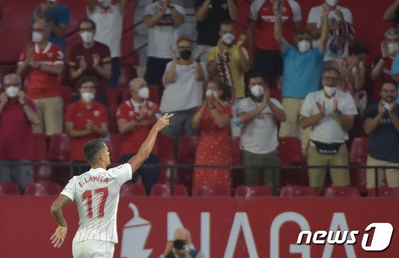 에릭 라멜라는 2021-22시즌 라리가 개막전에서 2골을 기록했다. © AFP=뉴스1