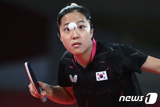 여자 탁구 대표팀의 신유빈.  © AFP=뉴스1