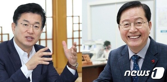 허태정 대전시장(왼쪽)과 장종태 서구청장 ©뉴스1