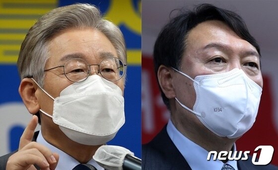 이재명 더불어민주당 대선 후보(왼쪽)와 윤석열 국민의힘 대선 경선 후보.  ©뉴스1
