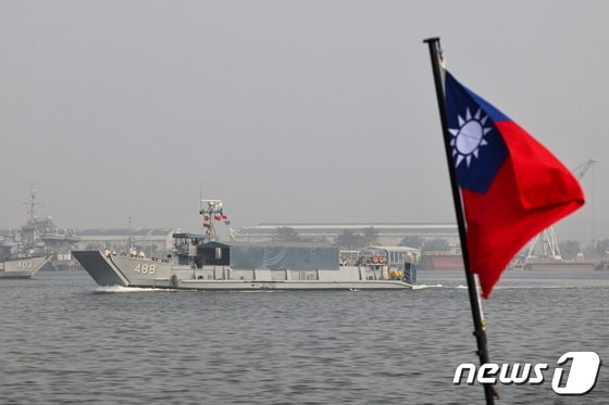 대만 국기가 계양돼 있다. © 로이터=뉴스1 © News1 정윤영 기자