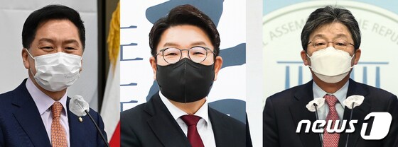 국민의힘 당권 주자. 왼쪽부터 김기현 의원, 권성동 의원, 유승민 전 의원.  