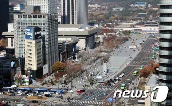  서울 중구 프레스센터에서 바라본 광화문 광장 모습. 2022.11.23/뉴스1 © News1 김명섭 기자