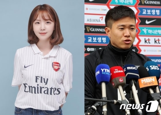 유튜버 이수날(왼쪽), 축구선수 권창훈. (인스타그램/뉴스1)