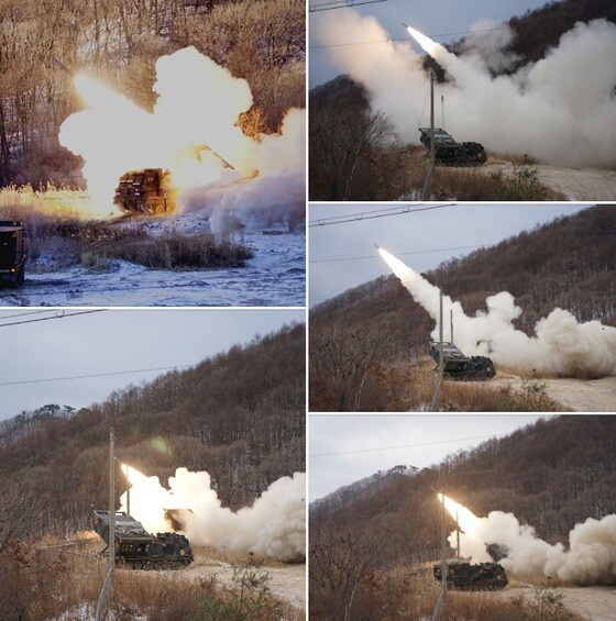 주한미군이 지난 5~6일 강원도 철원 일대에서 MLRS 사격훈련을 하고 있다.(주한 미 육군 2사단 트위터)