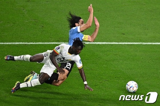 우루과이는 가나전에서 후반 추가시간 페널티킥을 얻지 못했다. © AFP=뉴스1