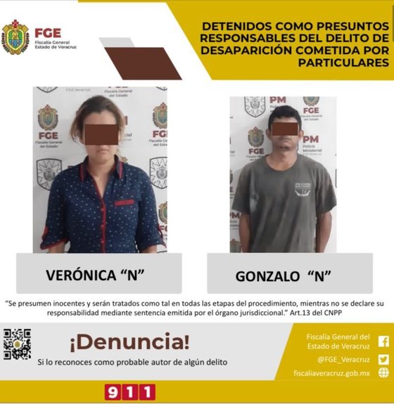 멕시코서 만삭 여성을 유인해 살인한 피의자 2명. (멕시코 베라크루스주 검찰청 트위터 갈무리)