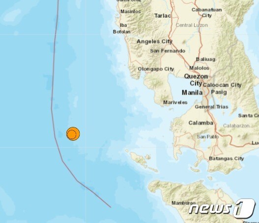필리핀에서 14일 오전 5시5분쯤(현지시간) 규모 6.4의 지진이 루손 섬에서 110km 떨어진 해역에서 발생했다고 USGS가 밝혔다. 2022.03.14/news1© 뉴스1