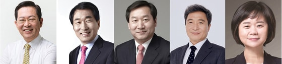 왼쪽부터 박남춘(민주당), 안상수·유정복·이학재(국민의힘), 이정미(정의당).© 뉴스1