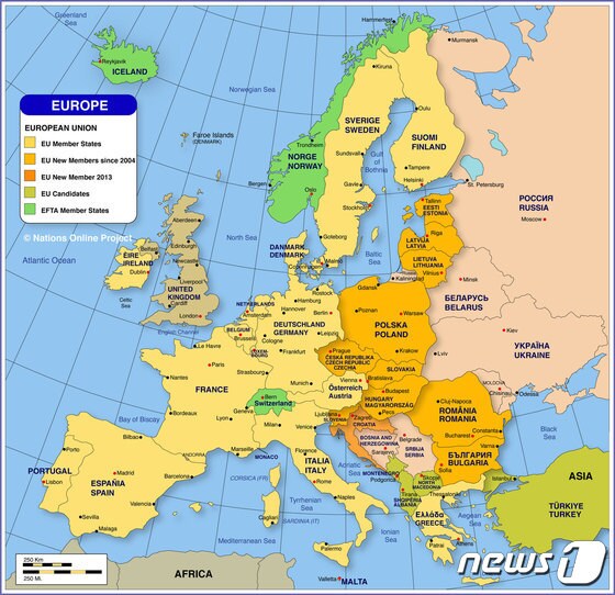 유럽지도상 칼리닌그라드. 지도 출처는 nationsonline.org