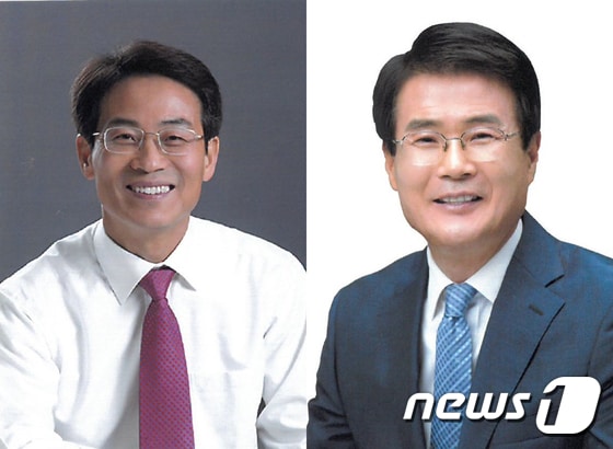 강진원(왼쪽)·이승옥 더불어민주당 전남 강진군수 경선 후보.2022.5.1/뉴스1