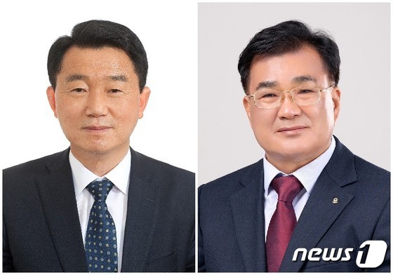 (왼쪽부터) 유승광, 김기웅 서천군수 후보.© 뉴스1