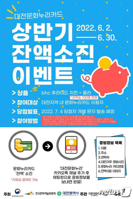 대전문화재단은 2022 문화누리카드 상반기 잔액소진 이벤트를 진행한다.© 뉴스1
