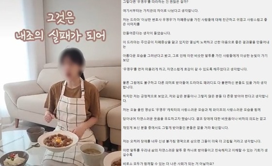 드라마 '이상한 변호사 우영우'를 패러디한 유튜버가 해명글을 올렸다. (유튜브 갈무리) © 뉴스1