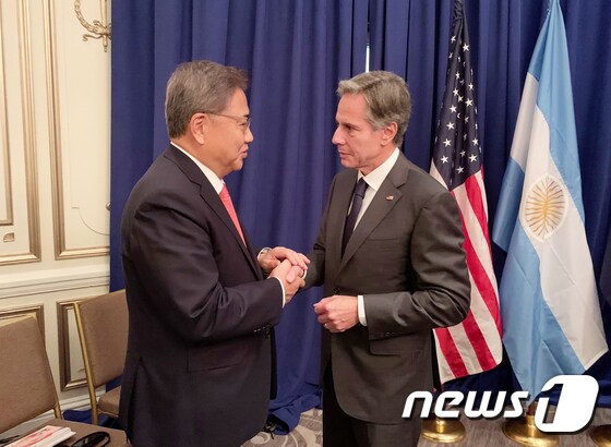 박진 외교부 장관(왼쪽)과 토니 블링컨 미국 국무장관. (외교부 제공) 2022.9.23/뉴스1 © News1 송원영 기자