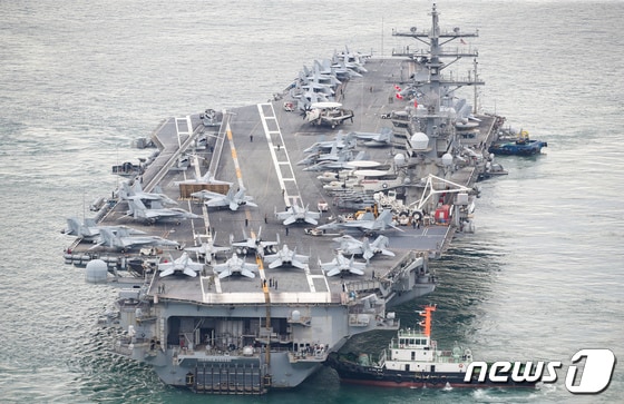 미 해군 핵추진 항공모함 '로널드 레이건'. 2022.9.26/뉴스1 © News1 김영훈 기자