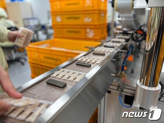 유바이오로직스 생산 직원이 콜레라 백신 '유비콜플러스' 완제품 포장을 하고 있다./뉴스1