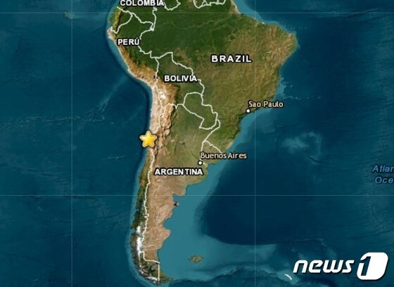 칠레 북부 코킴보 인근에서 4일(현지시간) 오후 10시2분(한국시간 5일 오전 10시 2분) 규모 규모 5.9의 지진이 발생했다고 유럽지중해지질연구센터(EMSC)가 밝혔다.(EMSC 갈무리)