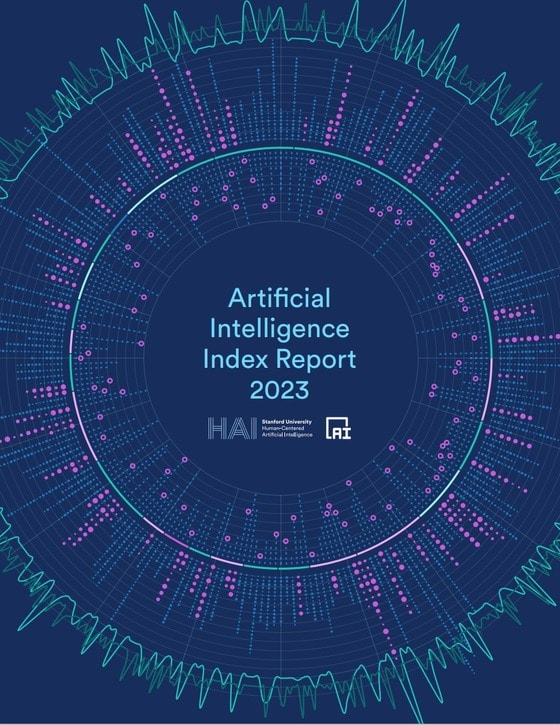 AI Index Report 2023 표지 (스탠퍼드 대학 인간중심 인공지능 연구소 제작, Stanford University Human-centered Arificial Intelligence) 2023.04.18 /뉴스1