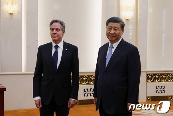 시진핑 중국 국가주석(오른쪽)과 토니 블링컨 미국 국무장관. 2023.6.20 © AFP=뉴스1