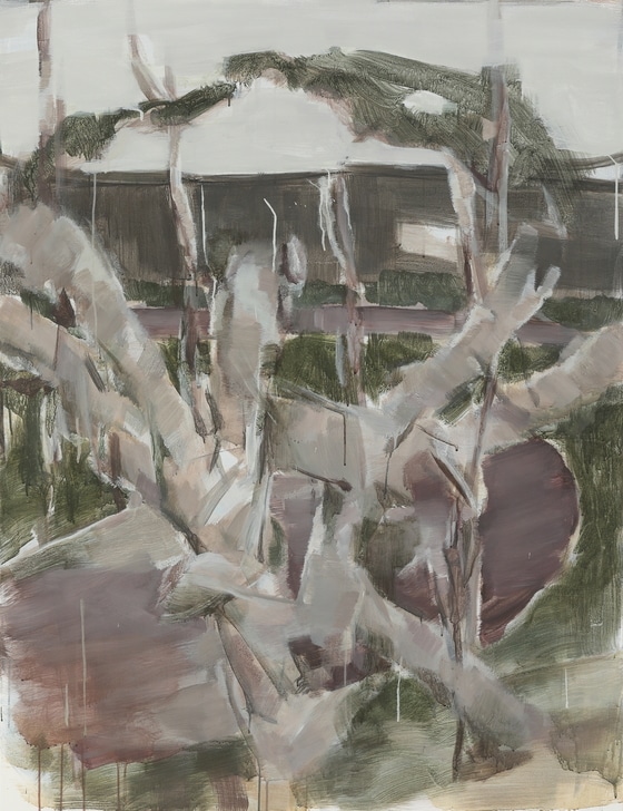 장재민 JANG Jaemin, 나무 A Tree, 2023, 캔버스에 아크릴릭 구아슈 Acrylic gouache on canvas, 145x112cm. 학고재 제공.